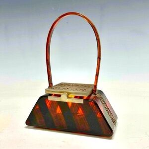 RARE VINTAGE: 1950s Tyrolean Lucite Purse, a true work of art in EUC
